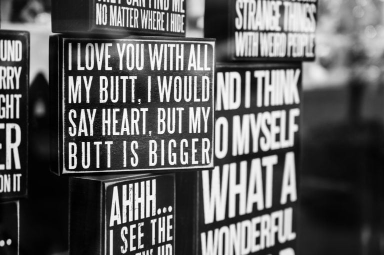 signages in black and white
